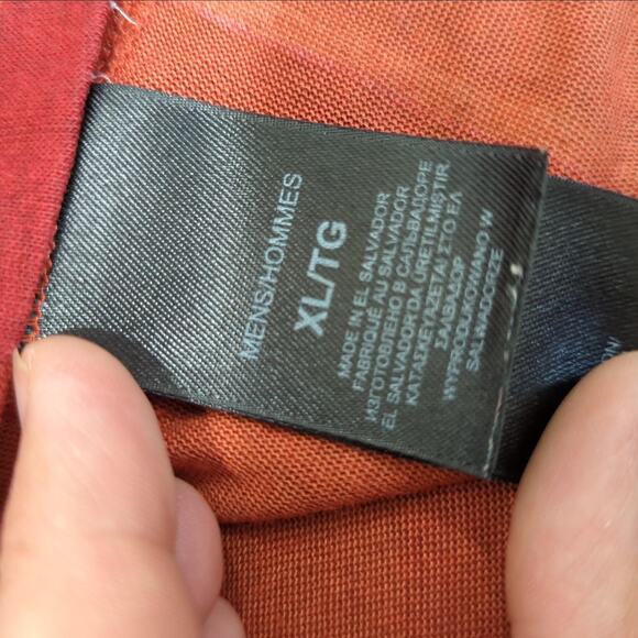 The North Face Jacquard Stripe Tee Orange Red Short Sleeve T-Shirt Men's XL Top - Picture 6 of 8